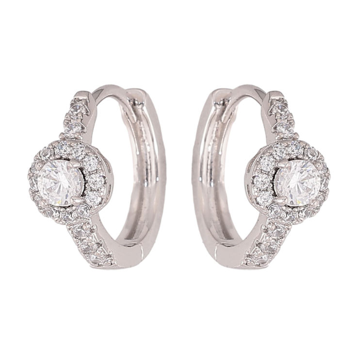 Сережки Xuping колір Родій колечка "Візерунок з кристалами" фото №6