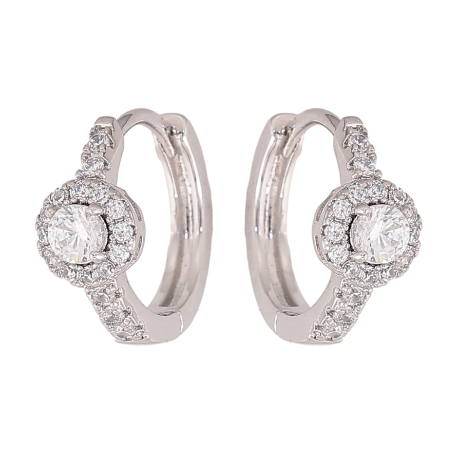 Сережки Xuping колір Родій колечка "Візерунок з кристалами" фото №1