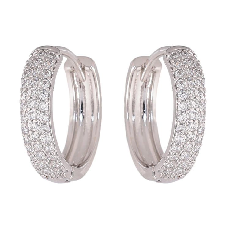 Серьги Xuping цвет Родий колечки "Инкрустация кристаллами" фото №16