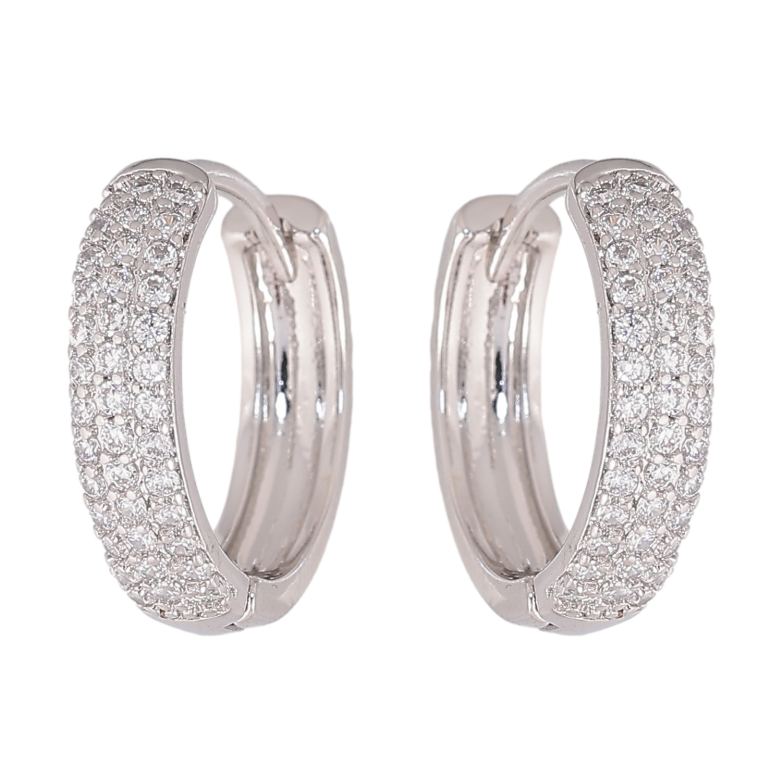 Сережки Xuping колір Родій колечка "Інкрустація кристалами" фото №1