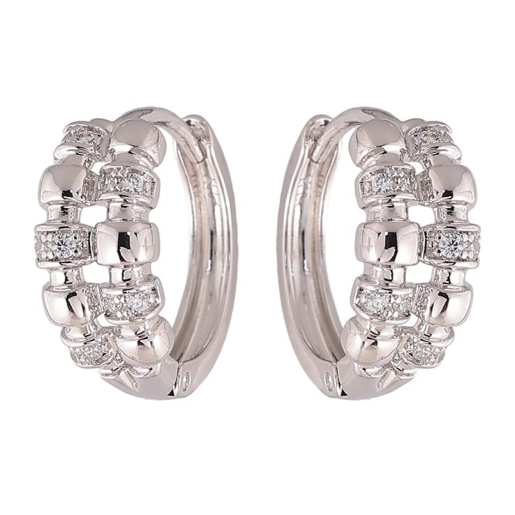 Сережки Xuping колір Родій колечка "Візерунок з кристалами" фото №17