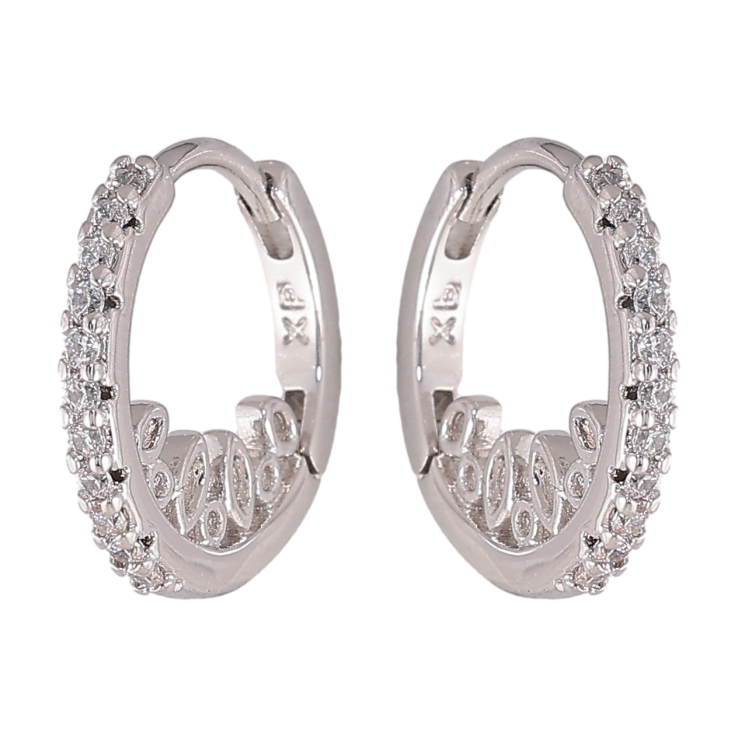 Сережки Xuping колір Родій колечка "Бічний візерунок з кристальною доріжкою" фото №10