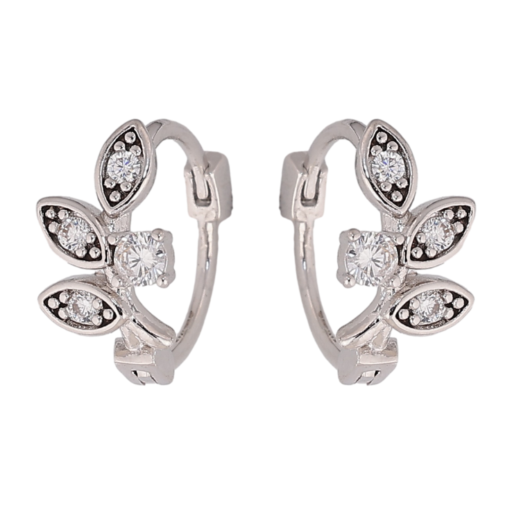 Сережки Xuping колір Родій колечка "Гілочки з кристалами" фото №5