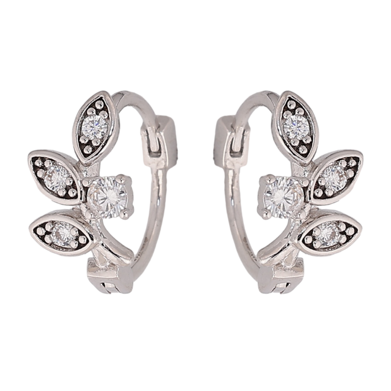 Серьги Xuping цвет Родий колечки "Веточки с кристаллами" фото №1