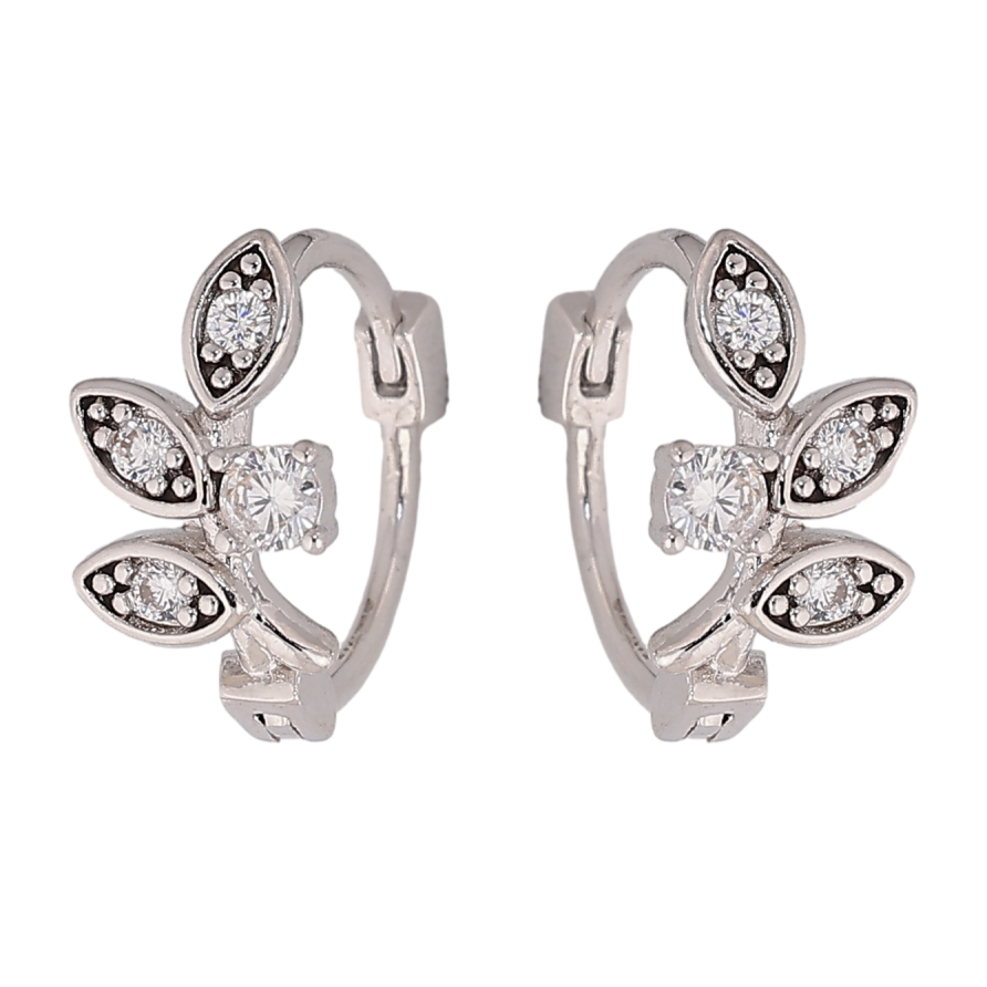 Серьги Xuping цвет Родий колечки "Веточки с кристаллами" фото №1