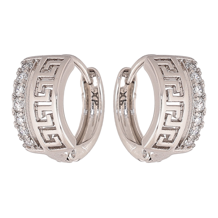 Серьги Xuping цвет Родий колечки "Греческий узор с кристаллами" фото №13