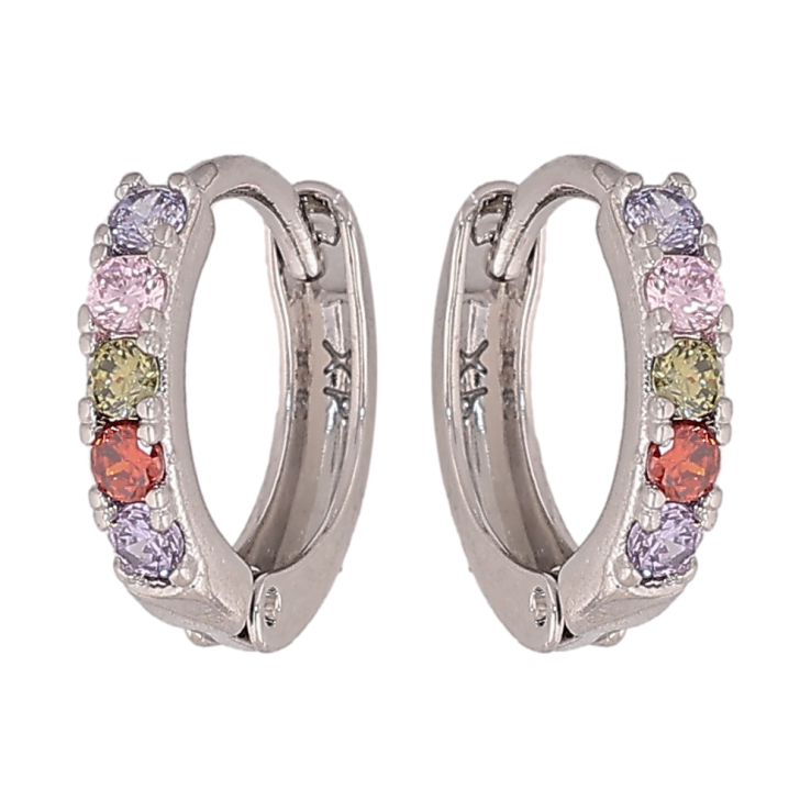 Серьги Xuping цвет Родий колечки "Дорожки разноцветных кристаллов" фото №5