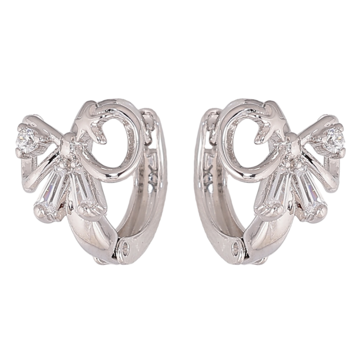 Серьги Xuping цвет Родий колечки "Банты с кристаллами" фото №19