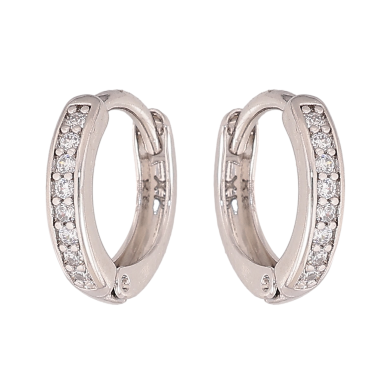 Сережки Xuping колір Родій колечка "Доріжки кристалів" фото №1