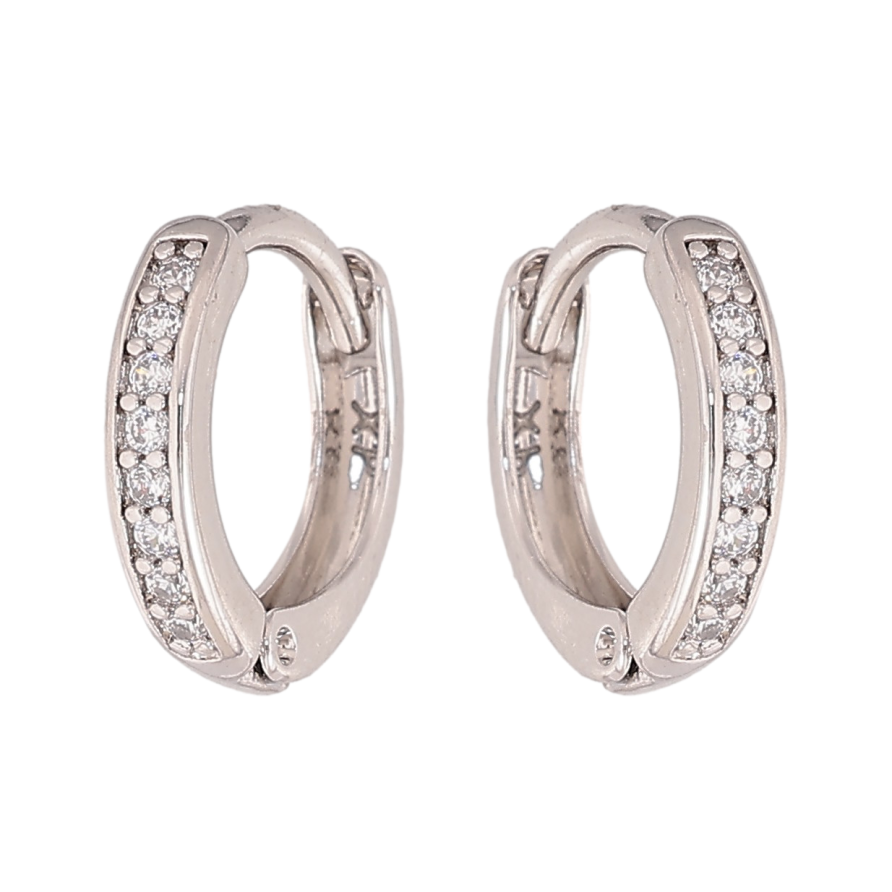 Сережки Xuping колір Родій колечка "Доріжки кристалів" фото №1