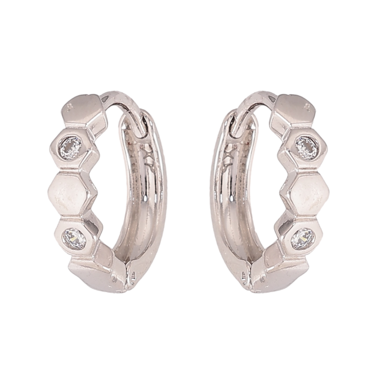 Серьги Xuping цвет Родий колечки "Узор с кристаллами" фото №13