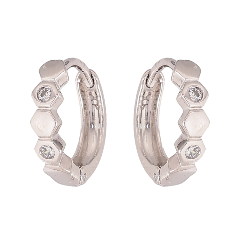 Серьги Xuping цвет Родий колечки "Узор с кристаллами" фото №1