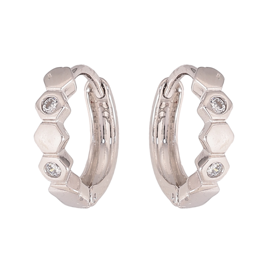 Серьги Xuping цвет Родий колечки "Узор с кристаллами" фото №1