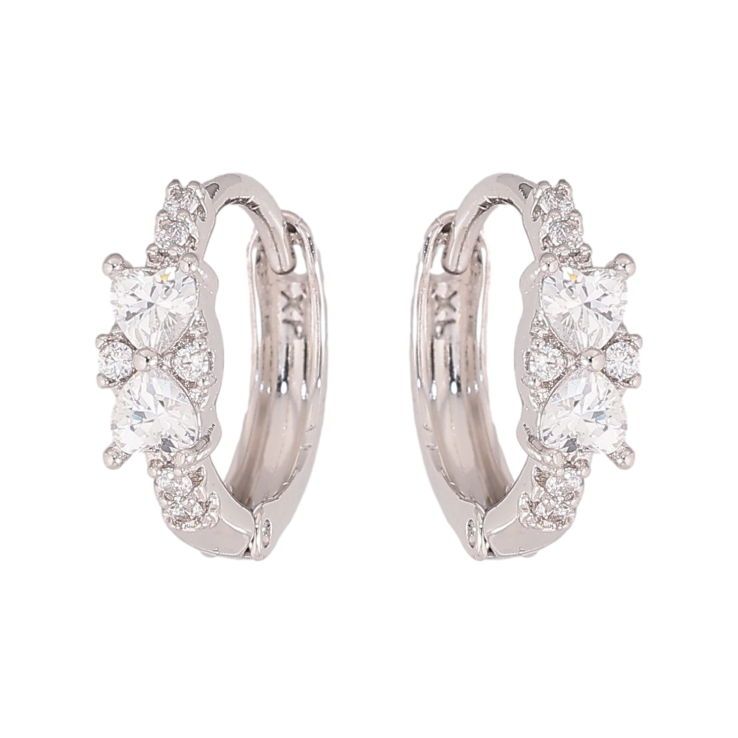 Серьги Xuping цвет Родий колечки "Узор с кристаллами" фото №9