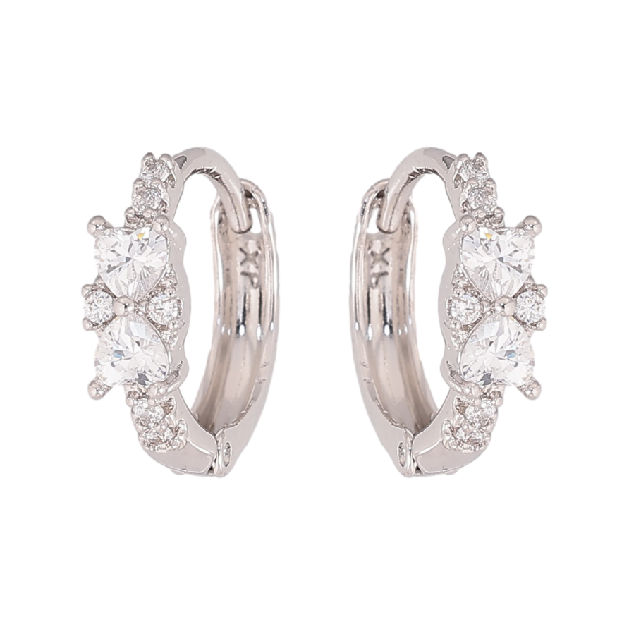 Серьги Xuping цвет Родий колечки "Узор с кристаллами" фото №1