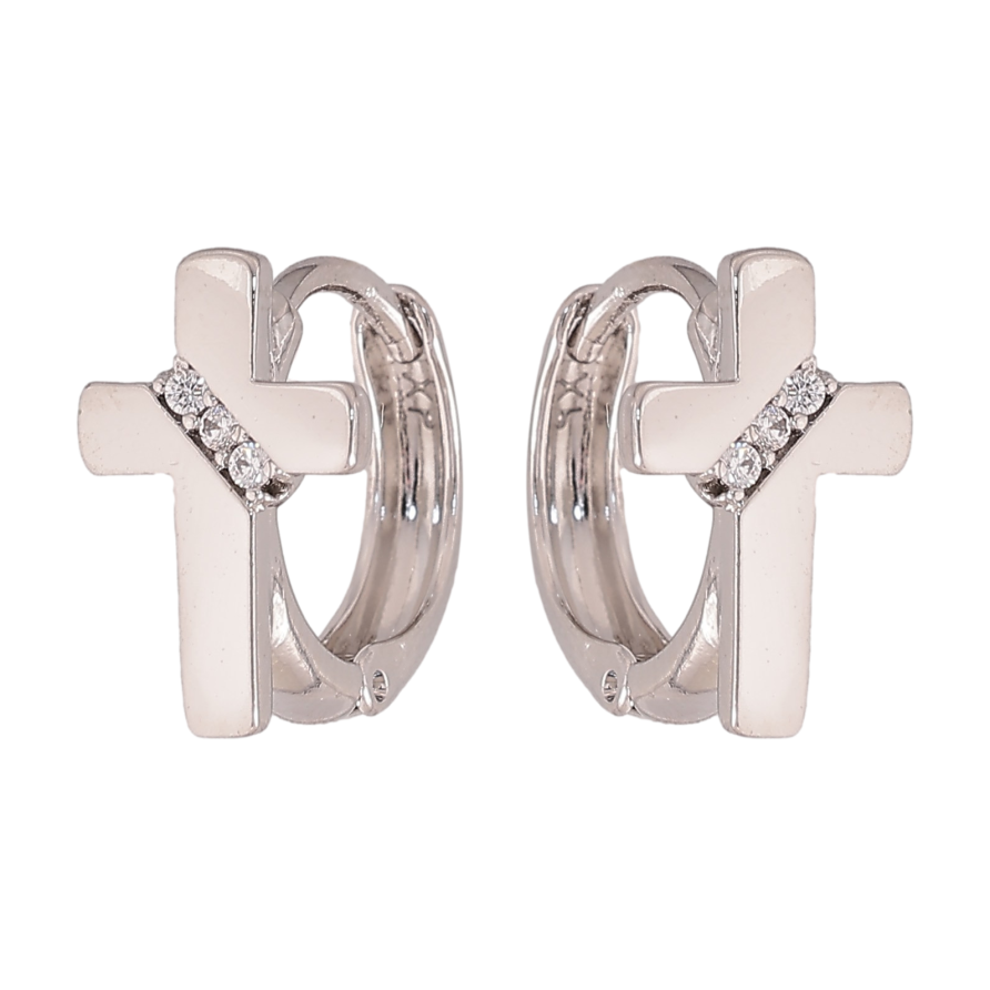 Сережки Xuping колір Родій колечка "Хрестики" фото №1