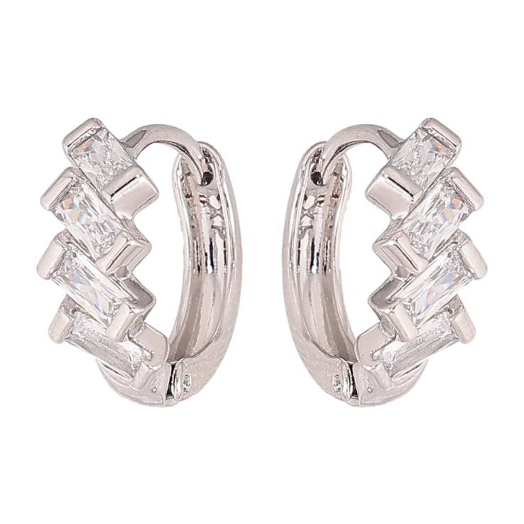 Сережки Xuping колір Родій колечка "Візерунок з кристалами" фото №22