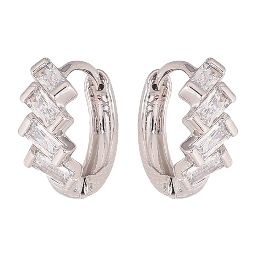 Сережки Xuping колір Родій колечка "Візерунок з кристалами" фото №1