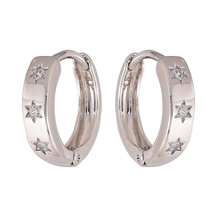 Серьги Xuping цвет Родий колечки "Узор звездочки с кристаллами" фото №17