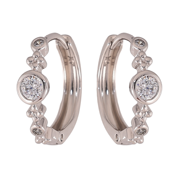 Серьги Xuping цвет Родий колечки "Узор с кристаллами" фото №11