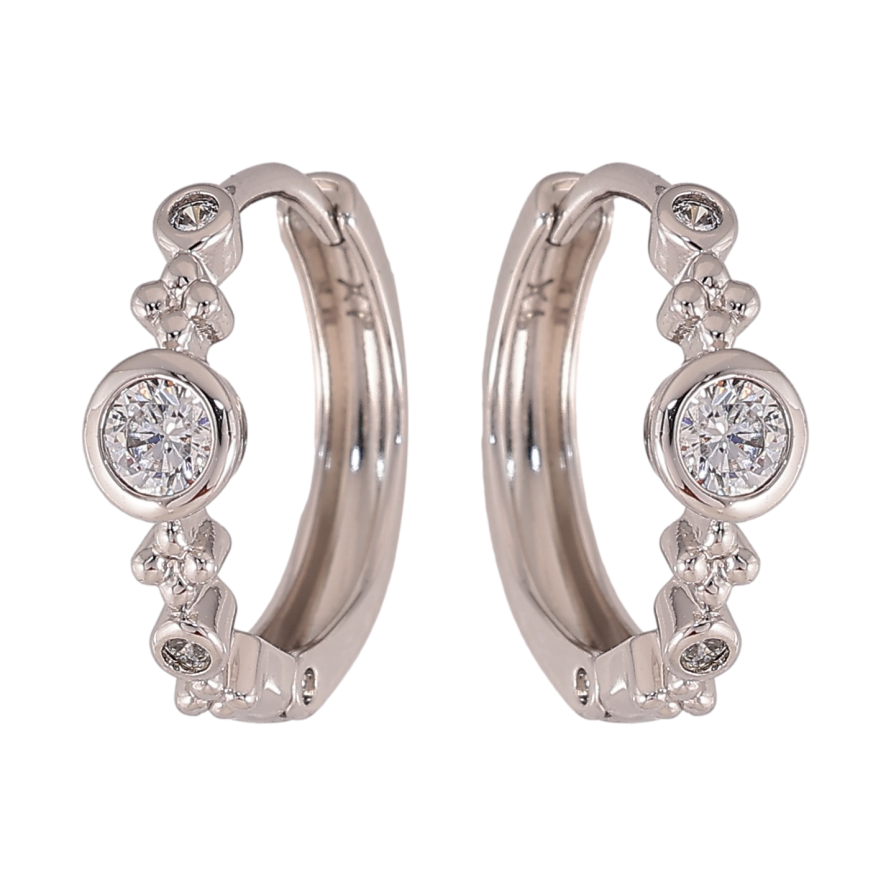 Серьги Xuping цвет Родий колечки "Узор с кристаллами" фото №1