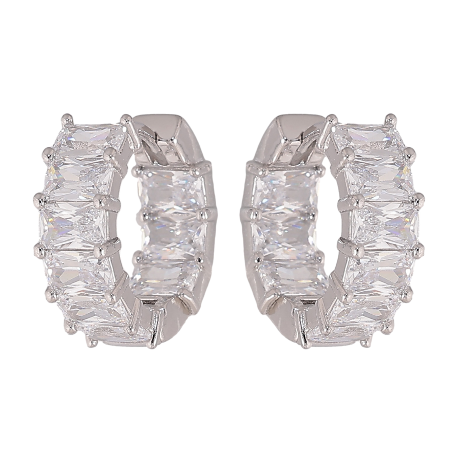 Серьги Xuping цвет Родий колечки "Дорожки кристаллов" фото №1 Серьги Xuping цвет Родий колечки "Дорожки кристаллов" фото №1