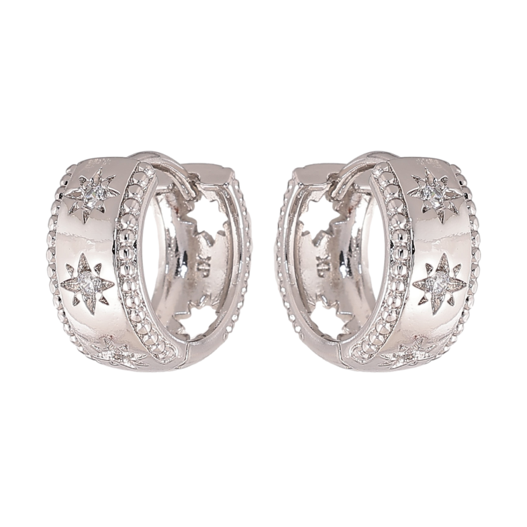 Серьги Xuping цвет Родий колечки "Узор звезды с кристаллами" фото №14
