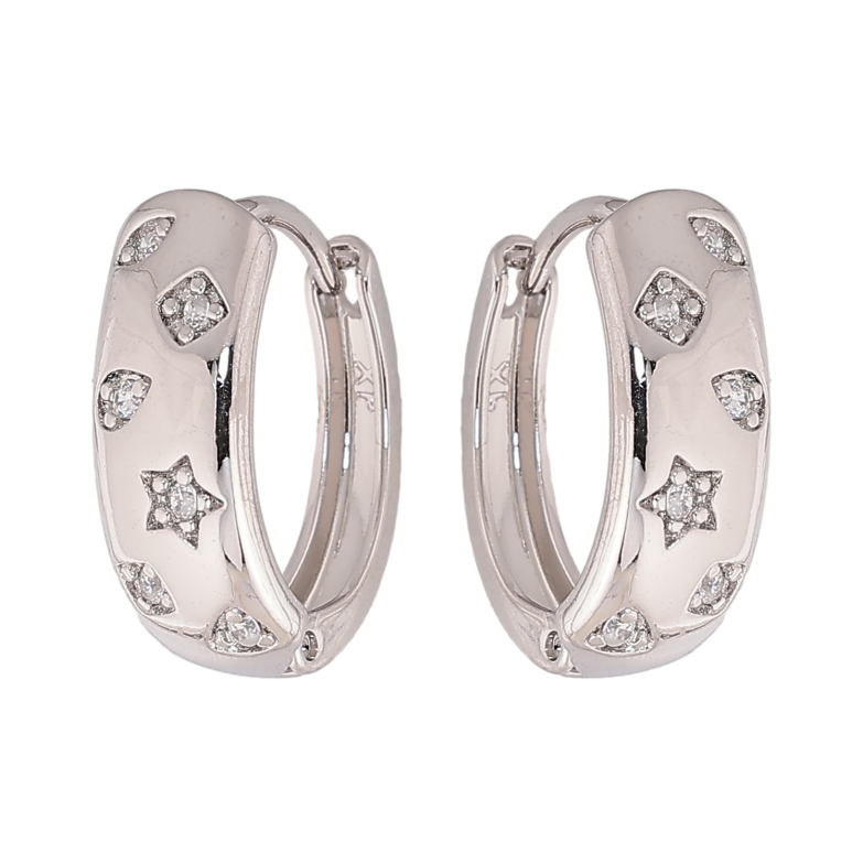 Серьги Xuping цвет Родий колечки "Узор с кристаллами" фото №1