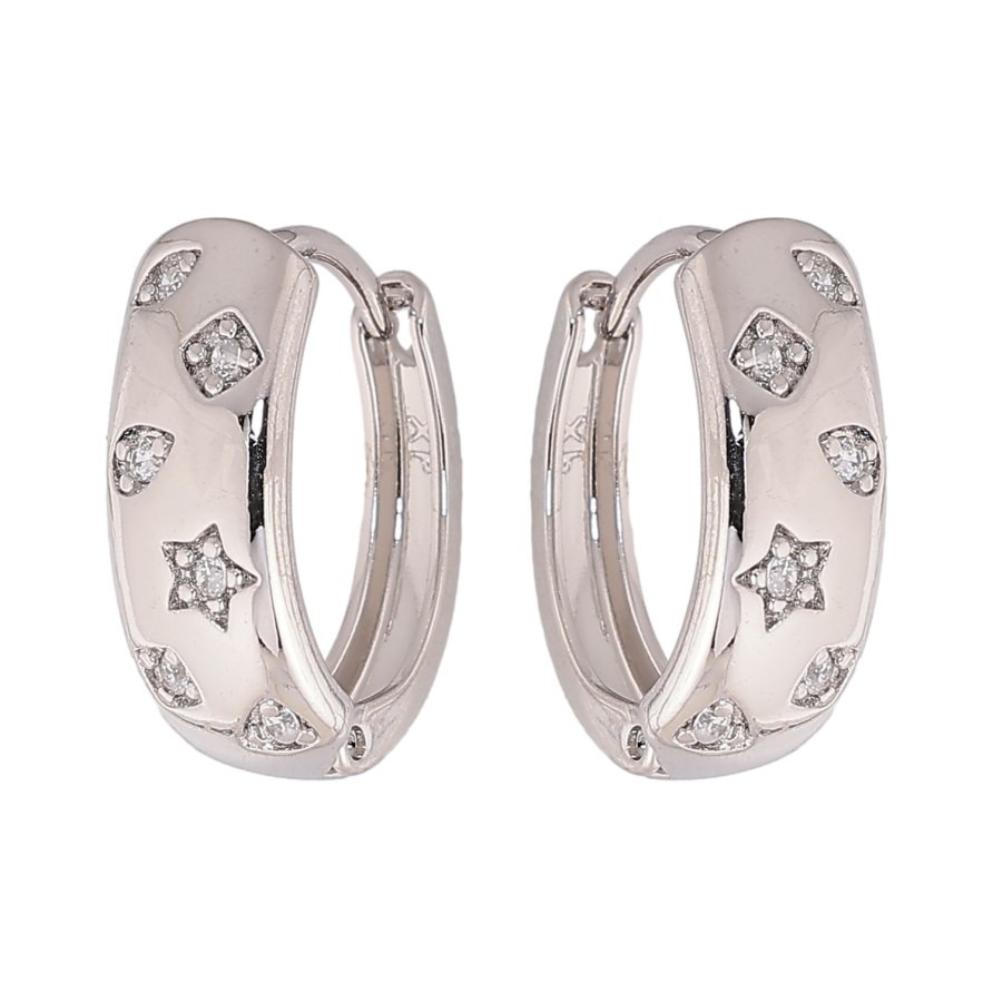 Серьги Xuping цвет Родий колечки "Узор с кристаллами" фото №1