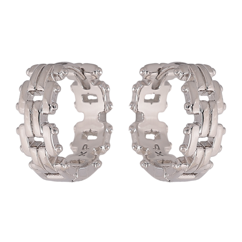 Серьги Xuping цвет Родий колечки "Декоративный узор" фото №2