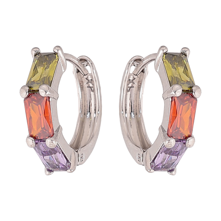 Сережки Xuping колір Родій колечка "Дорожки кольорових кристалів" фото №17