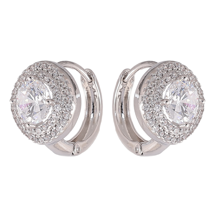 Сережки Xuping колір Родій колечка "Інкрустація кристалами" фото №4