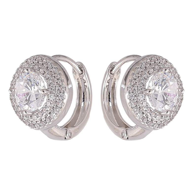 Серьги Xuping цвет Родий колечки "Инкрустация кристаллами" фото №13