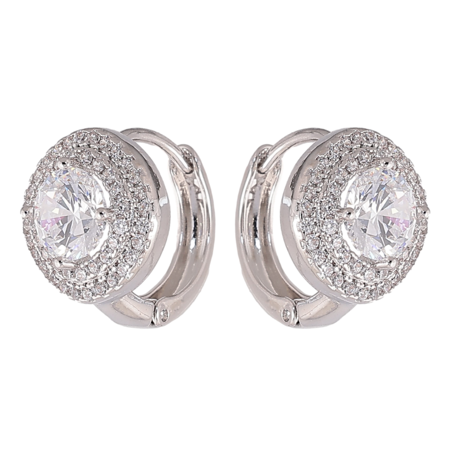 Сережки Xuping колір Родій колечка "Інкрустація кристалами" фото №1