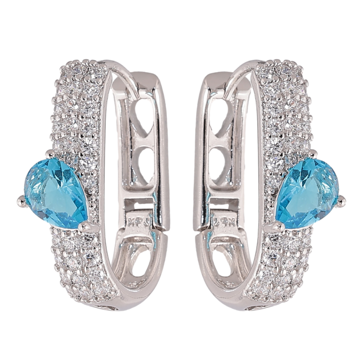 Серьги Xuping цвет Родий колечки "Инкрустация кристаллами" фото №7