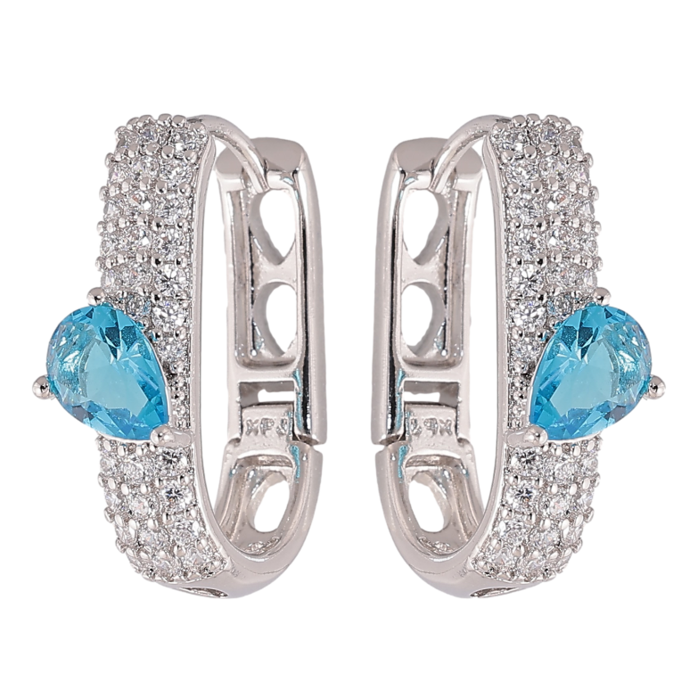 Сережки Xuping колір Родій колечка "Інкрустація кристалами" фото №1