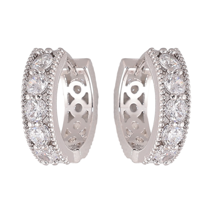 Серьги Xuping цвет Родий колечки "Дорожки кристаллов" фото №15