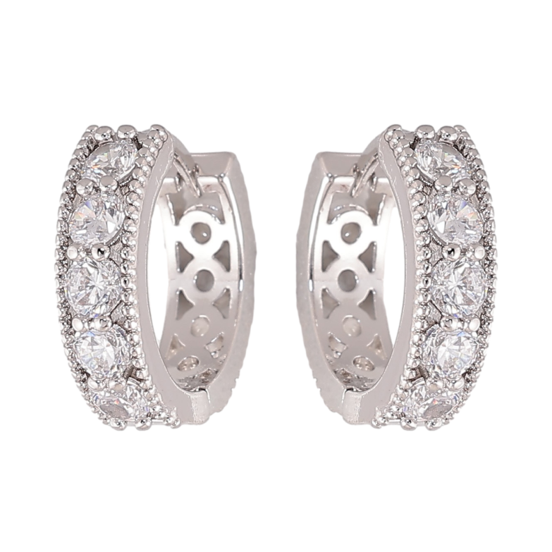 Серьги Xuping цвет Родий колечки "Дорожки кристаллов" фото №1 Серьги Xuping цвет Родий колечки "Дорожки кристаллов" фото №1