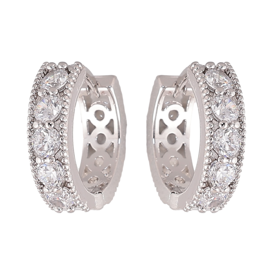 Серьги Xuping цвет Родий колечки "Дорожки кристаллов" фото №1 Серьги Xuping цвет Родий колечки "Дорожки кристаллов" фото №1