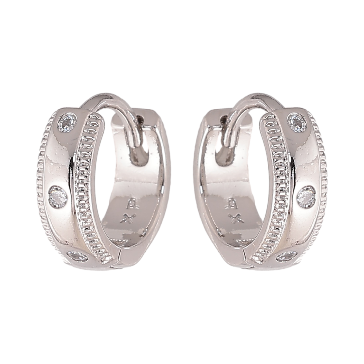 Серьги Xuping цвет Родий колечки "Узор с кристаллами" фото №6