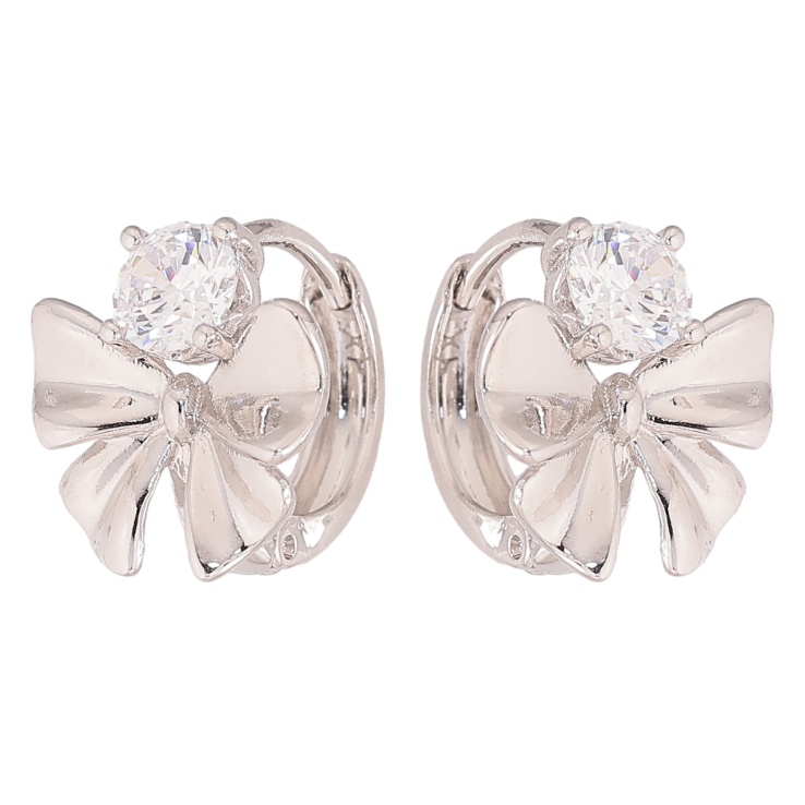 Серьги Xuping цвет Родий колечки "Банты с кристаллами" фото №23