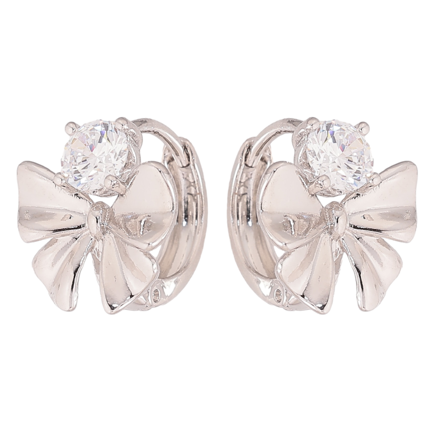 Серьги Xuping цвет Родий колечки "Банты с кристаллами" фото №1