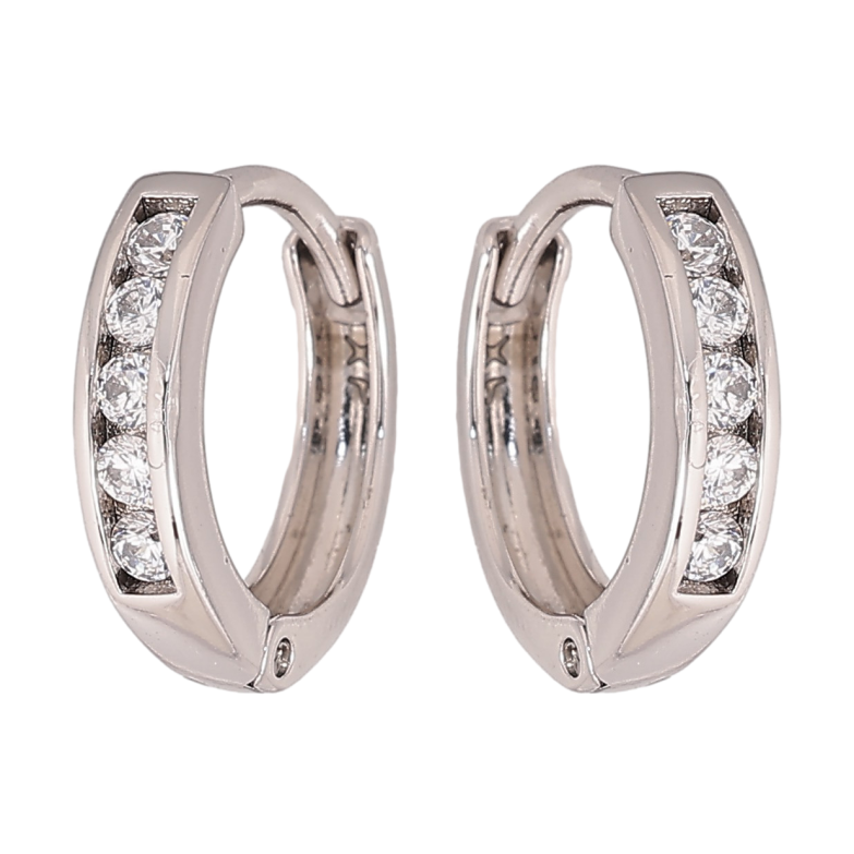 Сережки Xuping колір Родій колечка "Дорожки кристалів" фото №1