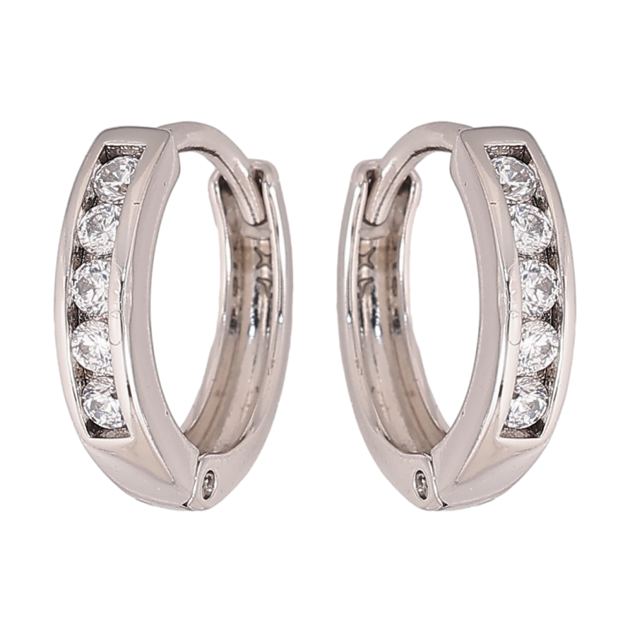 Серьги Xuping цвет Родий колечки "Дорожки кристаллов" фото №1