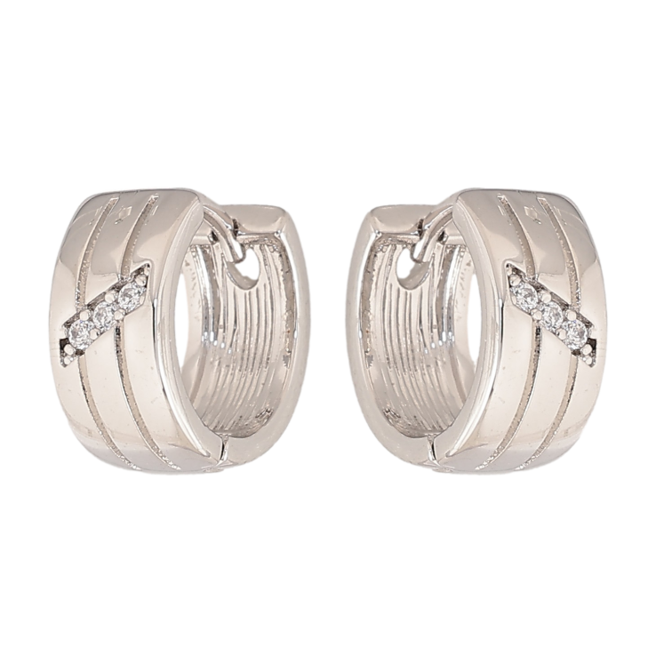 Серьги Xuping цвет Родий колечки "Узор с кристаллами" фото №7