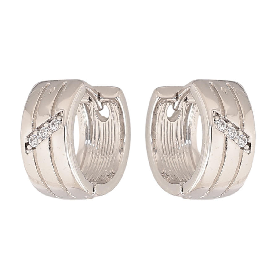 Серьги Xuping цвет Родий колечки "Узор с кристаллами" фото №1