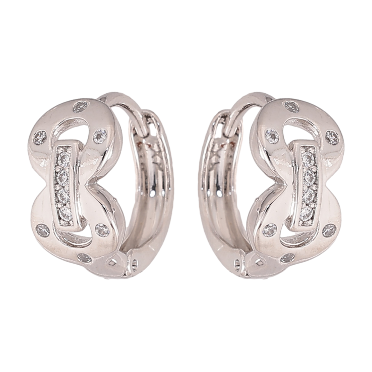 Сережки Xuping колір Родій колечка "Візерунок з кристалами" фото №8