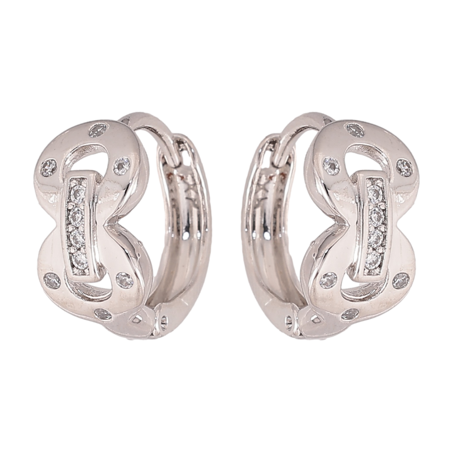 Сережки Xuping колір Родій колечка "Візерунок з кристалами" фото №1