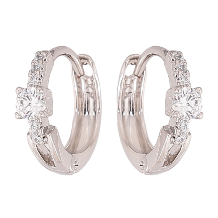 Сережки Xuping колір Родій колечка "Візерунок з кристалами" фото №15