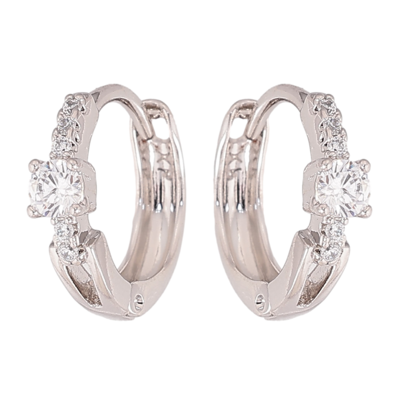 Серьги Xuping цвет Родий колечки "Узор с кристаллами" фото №1